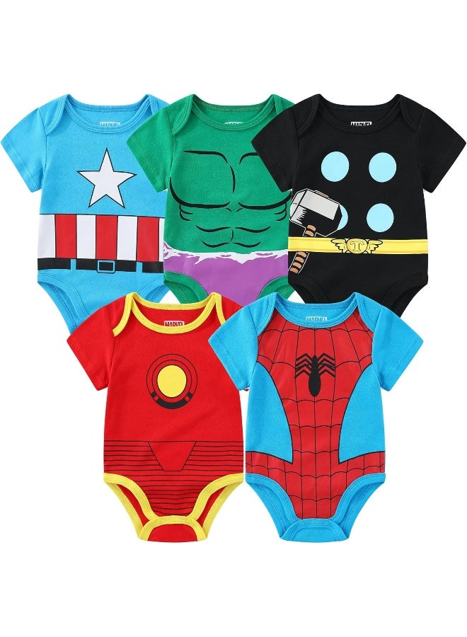 MARVEL Marvel 5-Pack Avengers Baby Boy Creepers with Iron Man, Captain America, Spiderman, Hulk, & Thor  - Image 1