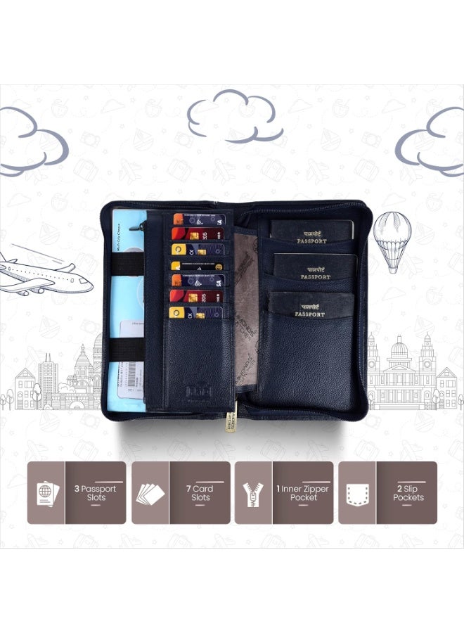  هاموندز فلاي كاتشر غطاء جواز سفر جلدي للرجال، غطاء جواز سفر للنساء، حامل جواز سفر بتقنية تحديد الهوية بموجات الراديو للرجال، ملحقات سفر للرجال، حقيبة جواز سفر للرجال، 7 فتحات لبطاقات الصراف الآلي، لون أزرق من جلد التمساح - Image 3