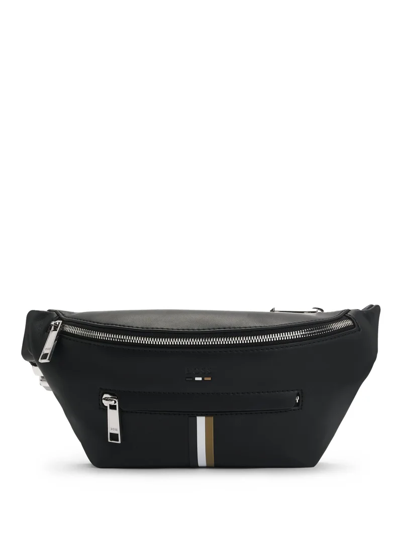 BOSS Faux-leather belt bag with signature stripe