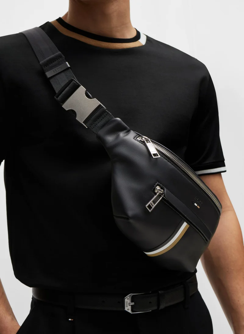 BOSS Faux-leather belt bag with signature stripe