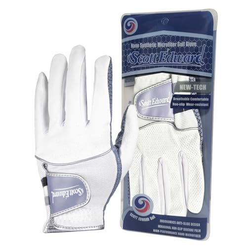 Scott Edward Golf Glove NoSlip Breathable Soft Worn on Left Hand WhiteBlack Large White - Image 3