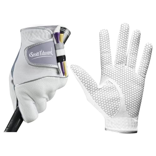 Scott Edward Golf Glove NoSlip Breathable Soft Worn on Left Hand WhiteBlack Large White - Image 1