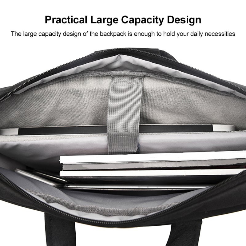Lightweight Shoulder Bag: 15" Darkgray Waterproof Fabric - Fleece Lining Multi-Pocket Durable Zippers, Large-Capacity Briefcase Bag for Work Study Travel Business Trips - Image 3