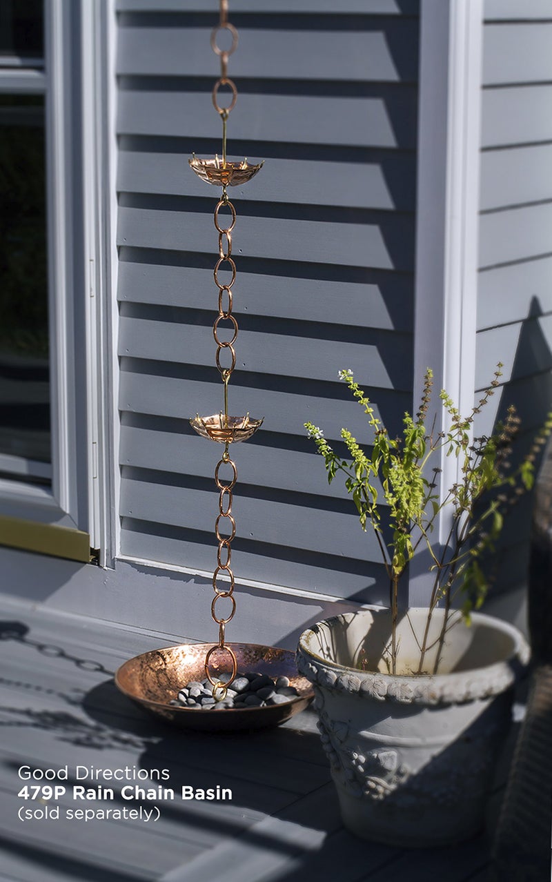 Good Directions 486P-8 Umbrella Rain Chain 8-1/2 Feet Long, Extra Large Umbrellas, 100% Pure Copper - Image 2