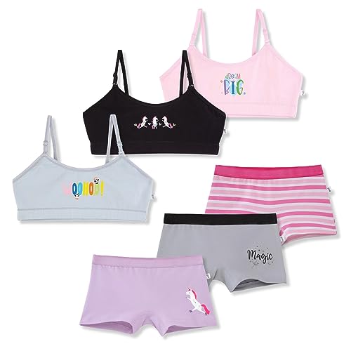 YouGotPlanB Girls Training Bra & Trunk Set | Multiple Design | Cotton Blend | Non-Padded | Super Comfy & Stretchy | Breathable & Ultra Light | Combo Pack of 6 Multicolour - Image 1