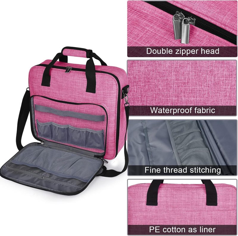 BAGLHER Cross Stitch & Embroidery Organizer Bag - Large Portable Project Storage with 3 Compartments, Travel Friendly Carrying Case for 11.2" Hoops, Threads, Supplies (Pink) - Image 5