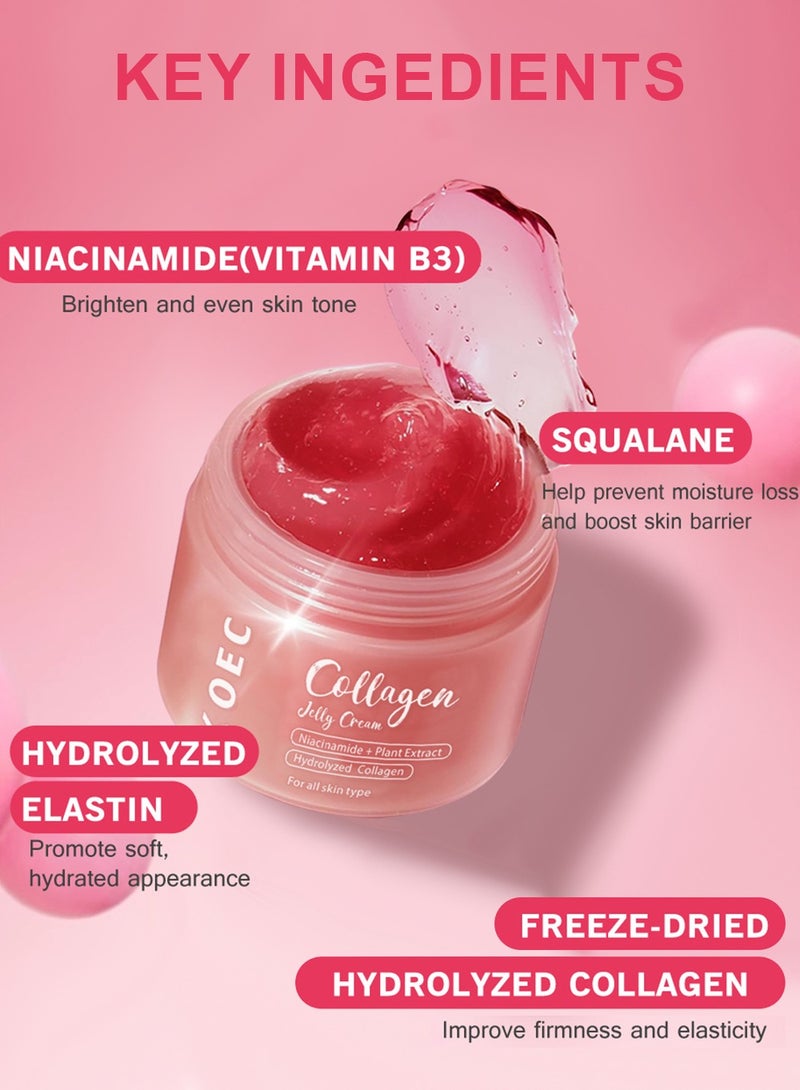 ك أو إي سي كريم جيلي الكولاجين - نياسيناميد وكولاجين مجفف بالتجميد ومحلل، يعزز ترطيب حاجز البشرة ويمنحها توهجًا ومظهرًا مرفوعًا لمدة 24 ساعة، 100 غرام - Image 3