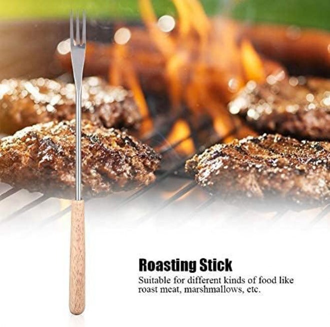 Mumusuki 6 Pack Wooden Handle Stainless Steel Fondue Forks, 26.5cm - Image 4