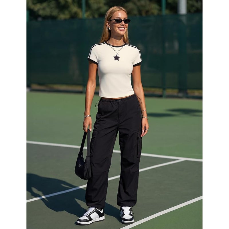 Blooming Jelly Womens Y2K Crop Tops Going Out Workout Cute Tee Shirts Short Sleeve Basic Summer 2026 Gym Outfits - Image 4
