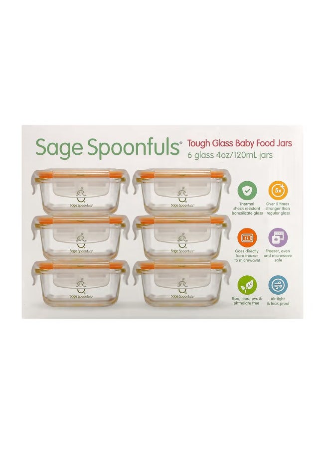 Sage Spoonfuls - Tough Glass Baby Food Jars 6 Pack 4 oz 120 ml Each - Image 1