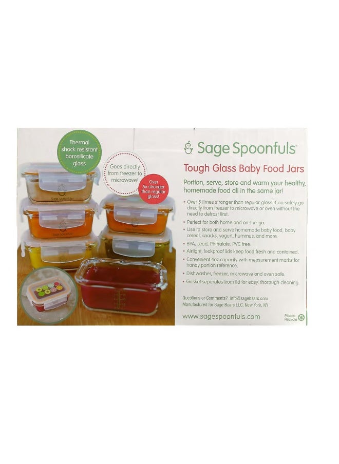 Sage Spoonfuls - Tough Glass Baby Food Jars 6 Pack 4 oz 120 ml Each - Image 1