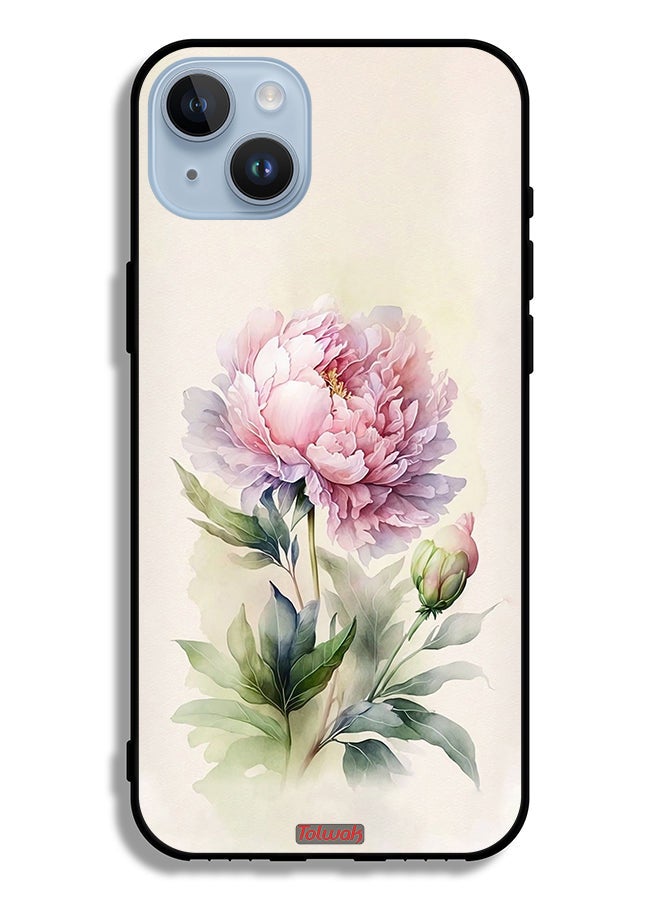 Tolwak Apple iPhone 14 Plus Protective Case Watercolor Rose Paint Art - Image 2