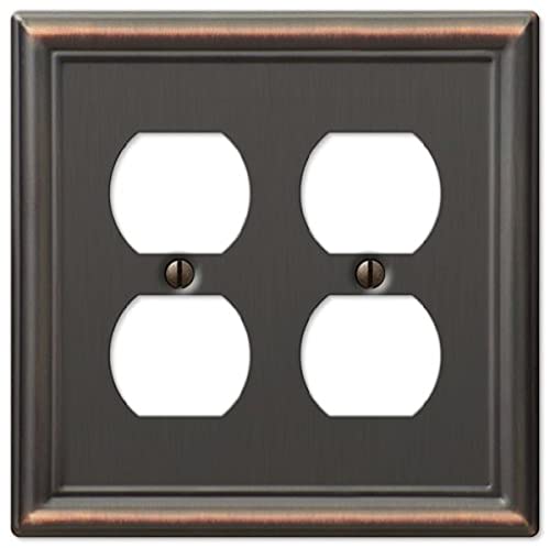Amerelle 149DDDB Chelsea Wallplate, 2 Duplex, Steel, Aged Bronze, 1-Pack - Image 1