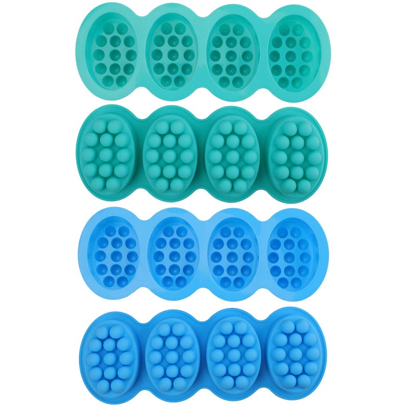 Hedume 4 Pack Silicone Massage Bar Soap Molds SJ 4 Cavity Silicone Massage Molds Nonstick  BPA Free Handmade Soap Molds for Soaps Making