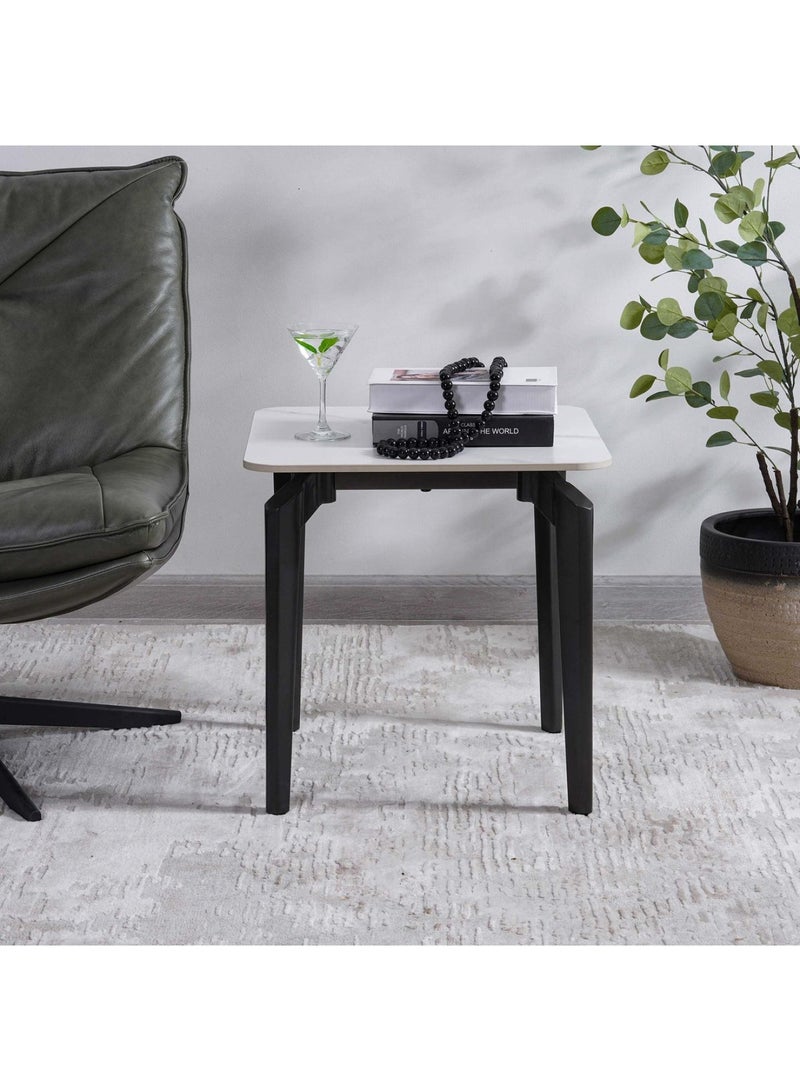 Aviano End Table Ceramic Top - White & Champagne