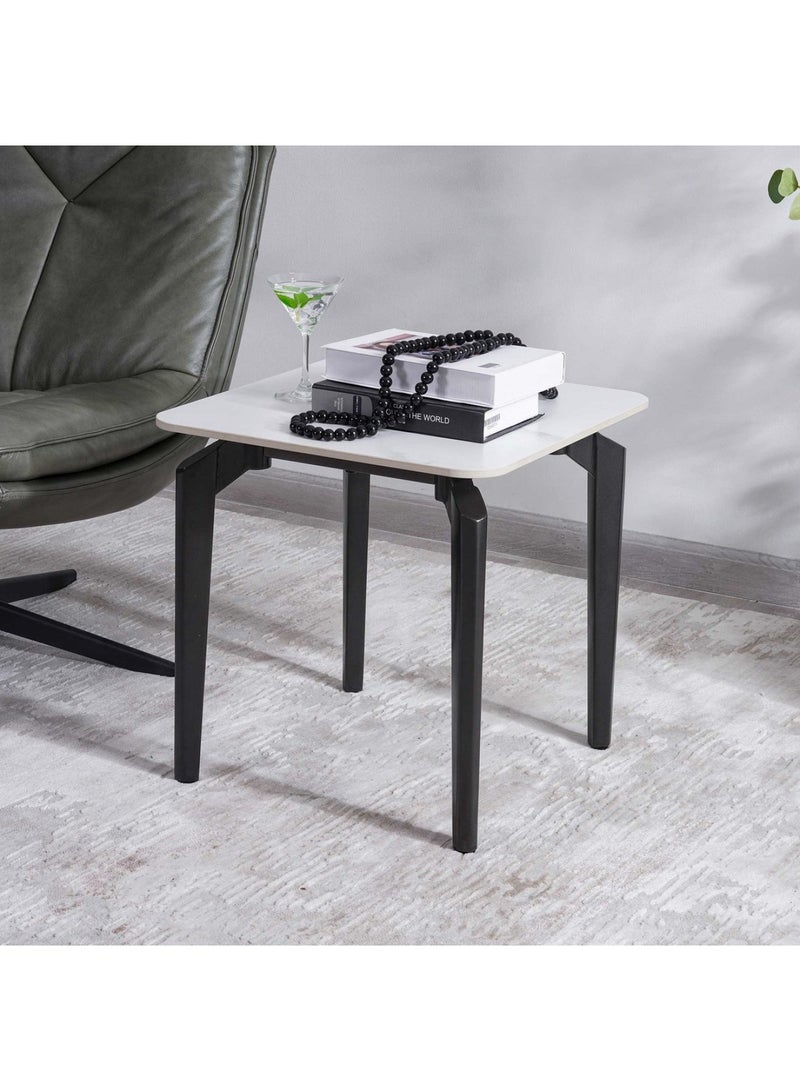 Aviano End Table Ceramic Top - White & Champagne