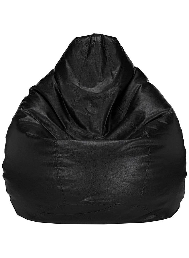 caddyFull Leather Bean Bag Without Beans | Leatherette Bean Bag Cover for Indoor Living Room Gamer (Black) - Image 1