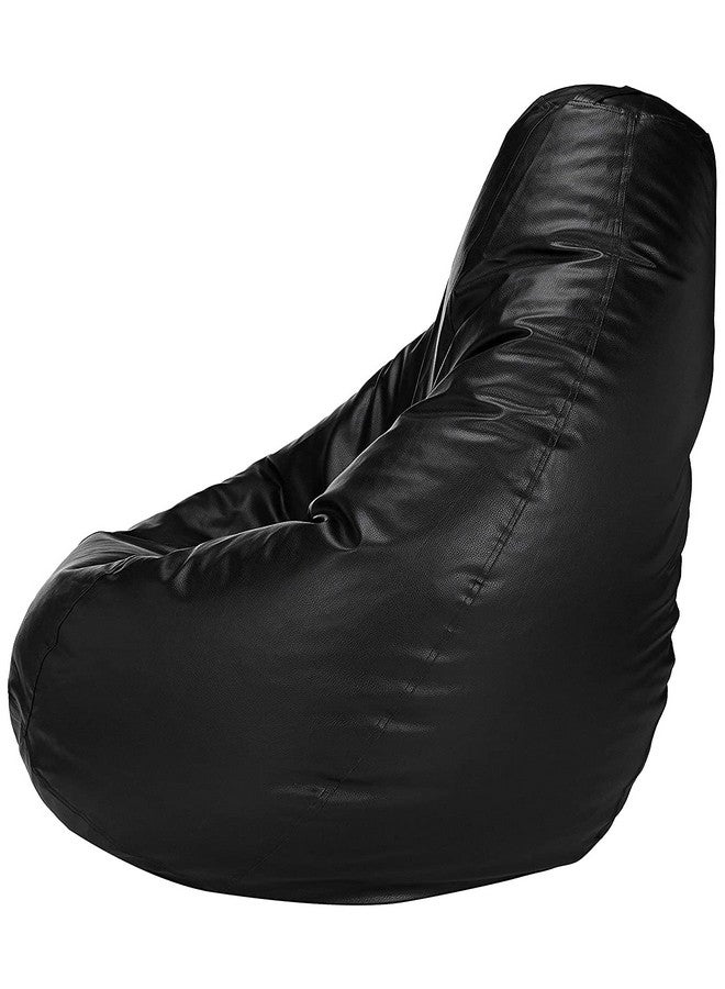 caddyFull Leather Bean Bag Without Beans | Leatherette Bean Bag Cover for Indoor Living Room Gamer (Black) - Image 2