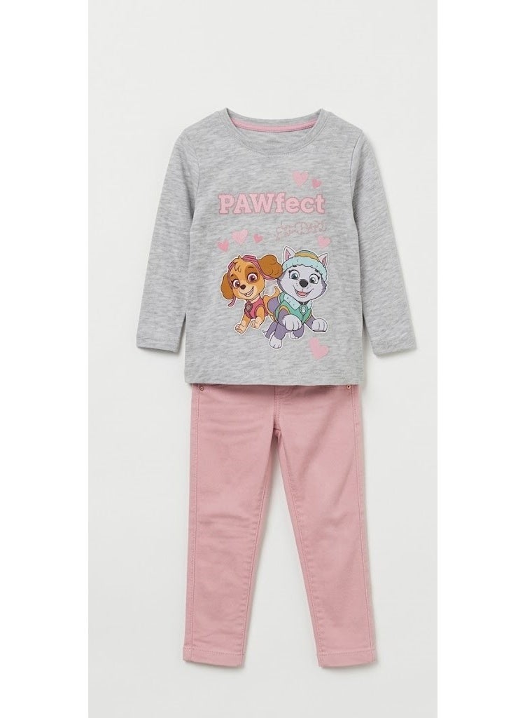 نيكلوديون باو باترول طقم بيجامة أطفال بنات  بأكمام طويلة100%قطن - Image 1