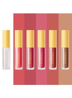 VERONNI VERONNI 6 Colors Lip Tinted Stain Gloss Set Hydrating Plumping Liquid Lipstick Set Moisturizing Clear Lip Oil For Dry Lips Nourishing Water Glossy Glass Lip Oil Gloss 