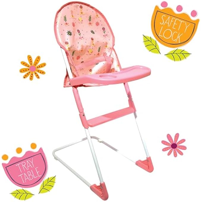 dolls world كرسي عالٍ قابل للطي يصل ارتفاعه إلى 22 بوصة من بيتركين هدية للأطفال فوق 3 سنوات - Image 4