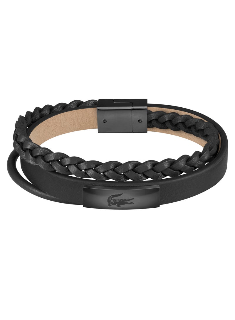 LACOSTE Lacoste Men's Black Leather Bracelet - 2040318  - Image 1