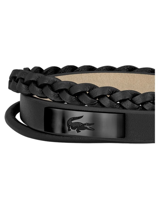 LACOSTE Lacoste Men's Black Leather Bracelet - 2040318  - Image 3