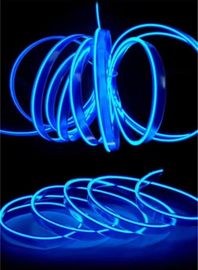 MANBO USB EL Wire Car Interior LED Light, Neon Cold Light Ambient Strip with 6mm Sewing Edge, 5V Flexible EL Wire Kit for Car Trim, Home, Garden Decor (1-5M, Blue) - Image 5