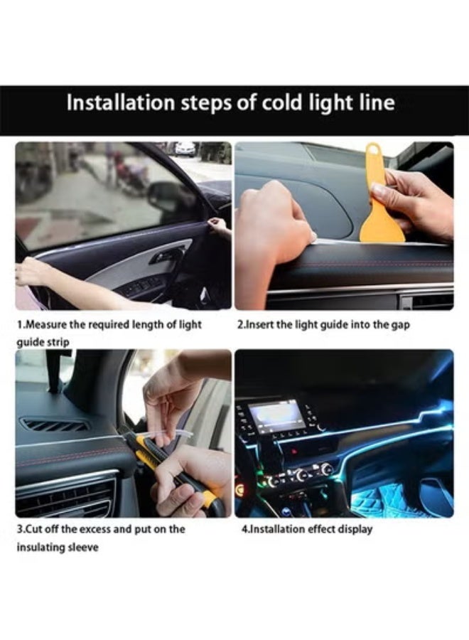 MANBO USB EL Wire Car Interior LED Light, Neon Cold Light Ambient Strip with 6mm Sewing Edge, 5V Flexible EL Wire Kit for Car Trim, Home, Garden Decor (1-5M, Blue) - Image 2