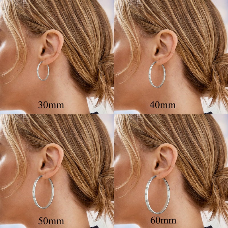BMMYE Sterling Silver Hoop Earrings for Women Lightweight Gold Hoop Earrings with Heart Cubic Zirconia 50mm Hypoallergenic Hoops - Image 4