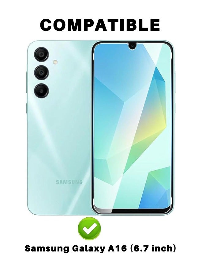 جلاس [عبوتان + 2] واقي شاشة من الزجاج المقوى الشفاف عالي الدقة + واقي عدسة كاميرا أسود لهاتف Samsung Galaxy A16 6.7 بوصة، حساس للمس، صلابة HD 9H مقاومة للخدش، صديق للحافظة (مربع، 2 + 2 قطعة) - Image 2