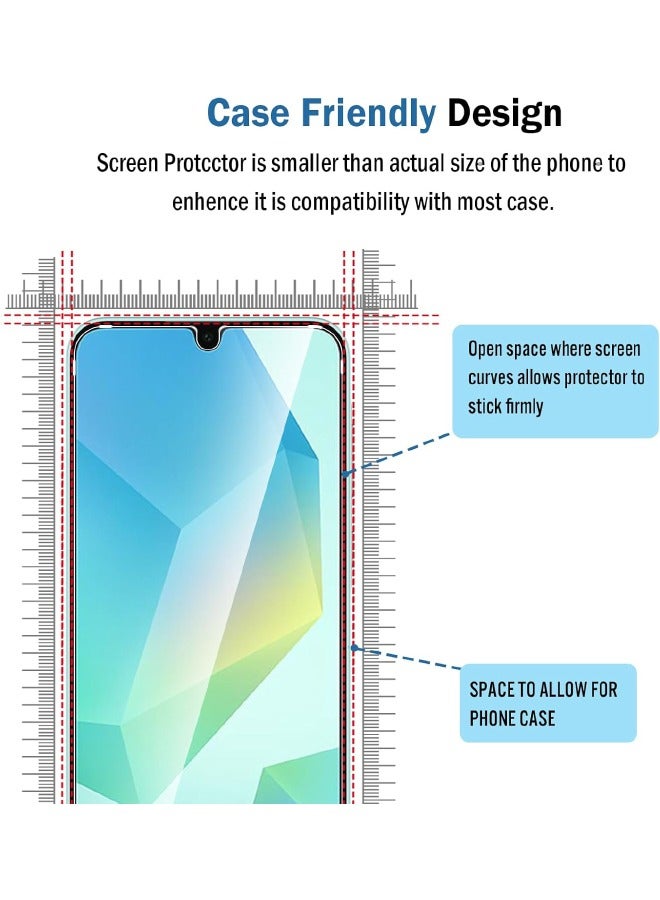جلاس [عبوتان + 2] واقي شاشة من الزجاج المقوى الشفاف عالي الدقة + واقي عدسة كاميرا أسود لهاتف Samsung Galaxy A16 6.7 بوصة، حساس للمس، صلابة HD 9H مقاومة للخدش، صديق للحافظة (مربع، 2 + 2 قطعة) - Image 4