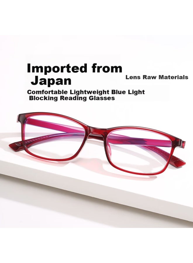 Pulais Women's Imported High Definition Anti-blue Light Fashionable Portable High-end Reading Gl 8092 Red +2.50 Strength - Image 1
