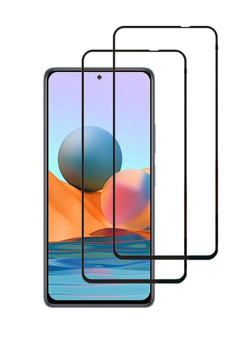 Super 2 Pieces Tempered Glass Screen Protector 5D Designed For Xiaomi Redmi Note 10 4G Full Glue Edge to Edge Full Screen Coverage And Bubble Free - Image 1