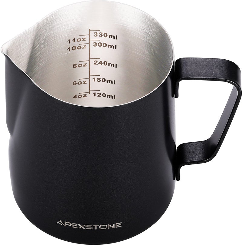 Apexstone Apexstone Black Espresso Milk Frothing Pitcher 12 oz Espresso Steaming Pitcher 12 oz Coffee Milk Frothing Cup Coffee Steaming Pitcher 12 oz350 ml Art Pen NOT Included 