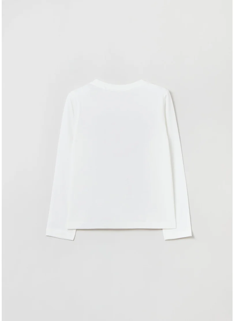 او في اس Long-Sleeved T-Shirt With Print