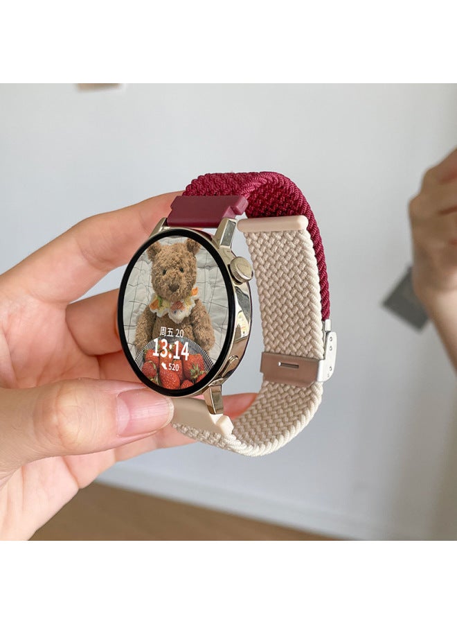 For HuaweiGT4 Strap GT5/3 Women's 41mm Watch Watch4/3Pro Woven Strap Explosions-Color:Woven One-piece Buckle-wine Red Spell Starlight-Specifications:For HuaweiWatch Buds 【dial 46mm】】 - Image 1