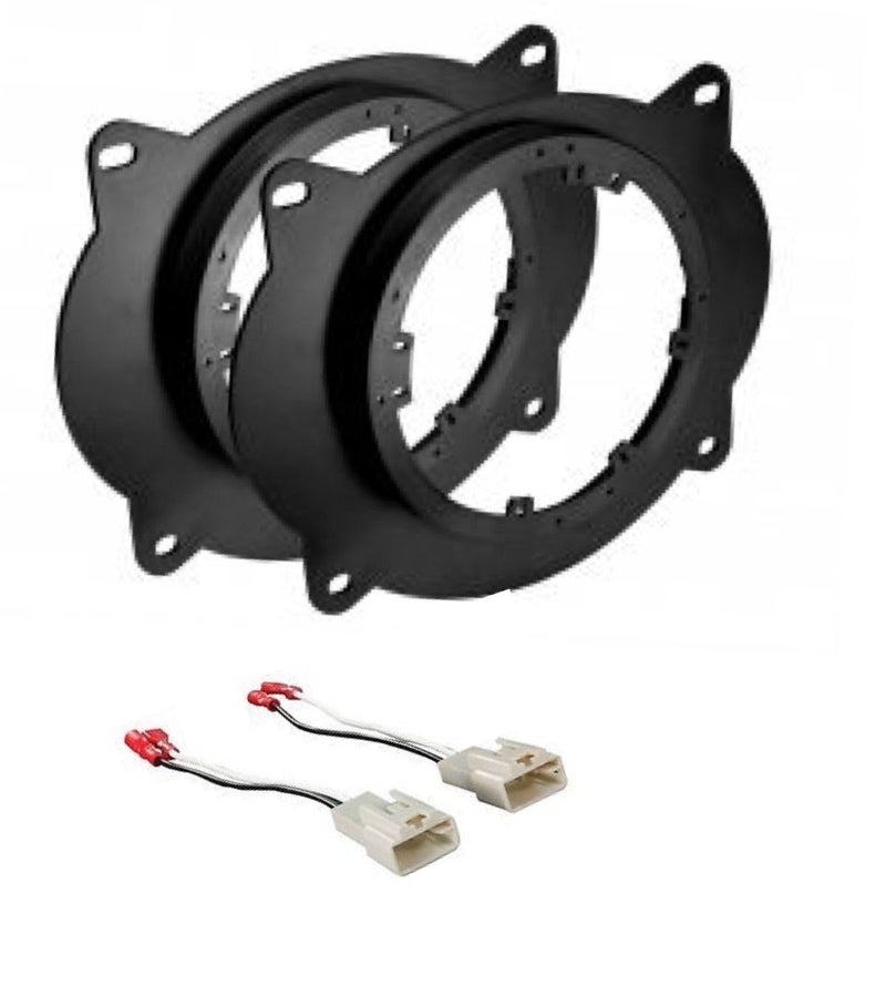 ASC Audio 6x9 to 6+-Inch 6" 6.5" Front Door Speaker Install Adapter Plates + Speaker Harness Combo - Compatible Vehicles and Restrictions Listed Below - Image 1