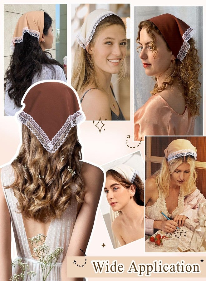 Molans 3PCS Triangle Headband Scarf for women - Fashion Kerchief Accessories with Lace Trim Adjustable Bohemian Hair Bandanas - Image 5