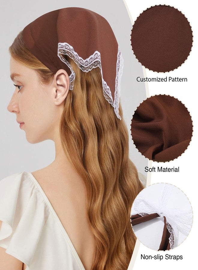Molans 3PCS Triangle Headband Scarf for women - Fashion Kerchief Accessories with Lace Trim Adjustable Bohemian Hair Bandanas - Image 3