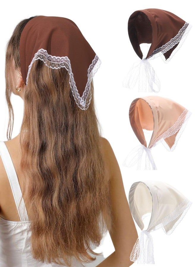 Molans 3PCS Triangle Headband Scarf for women - Fashion Kerchief Accessories with Lace Trim Adjustable Bohemian Hair Bandanas - Image 1