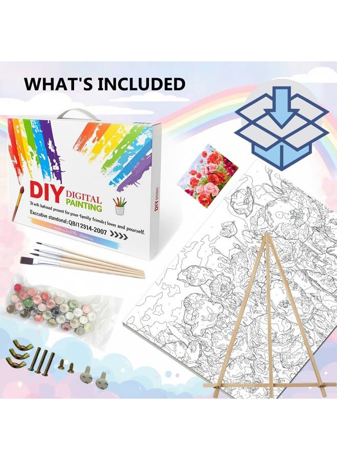 BAISITE Paint by Numbers Kit for Adults Beginners,20" Wx16 L Canvas for Painting Kits for Adults in Colorful Box Poppy Flowers-BSC001-Already Stretched on a Wooden Frame - Image 3
