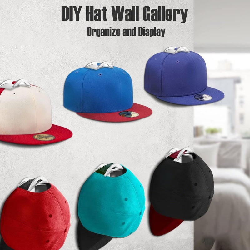 BRATEAYA Hat Hangers for Wall, Stronge Adhesive Hat Holders Display, No Driling Caps Holder Organizer, 10 Pack Hat Hook for Baseball Caps, Wall Mounted Cap Rack, Clear - Image 2