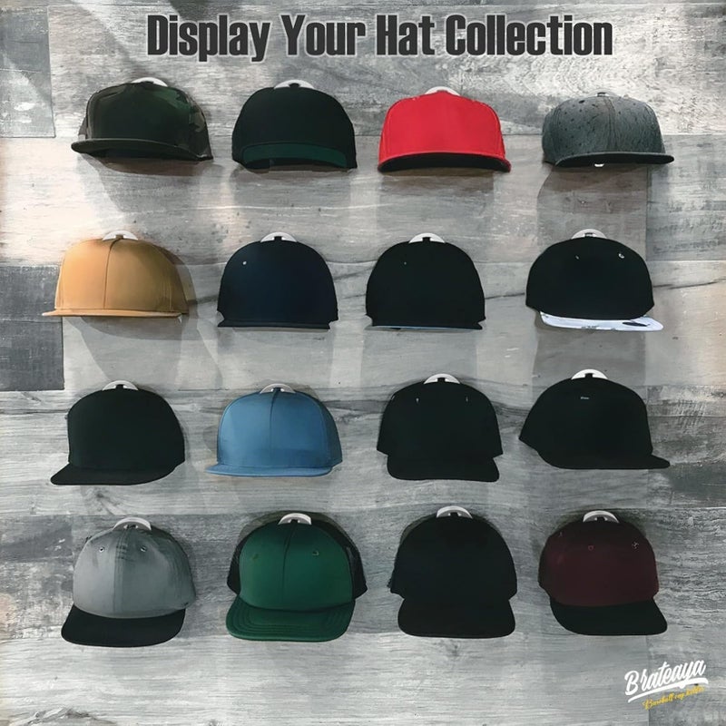 BRATEAYA Hat Hangers for Wall, Stronge Adhesive Hat Holders Display, No Driling Caps Holder Organizer, 10 Pack Hat Hook for Baseball Caps, Wall Mounted Cap Rack, Clear - Image 3
