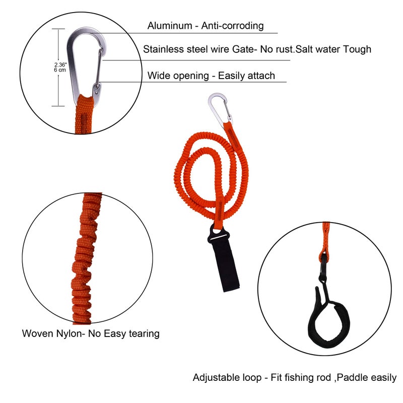 YYST Orange Paddle Leash Paddle Holder Tool Lanyard - No Paddle (Orange X 4 Pack) - Image 4