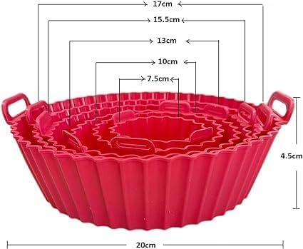 FEXONXA 6 Pcs Reusable Air Fryer Silicone Pot Liners | Non-Stick, Heat-Resistant Basket Baking Trays | Air Fryer Oven Accessories | Food-Grade BPA-Free | Dishwasher Safe & Multicolor - Image 4