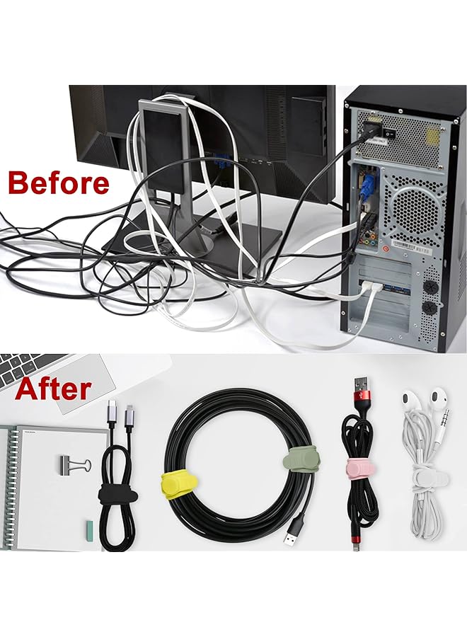 erorex 20Pcs Silicone Cable Straps Cord Organizers For Earphone Reusable Cable Wire Ties For Charger - Image 4