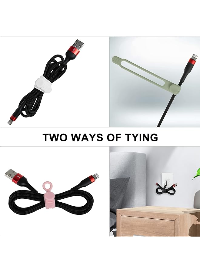 erorex 20Pcs Silicone Cable Straps Cord Organizers For Earphone Reusable Cable Wire Ties For Charger - Image 5