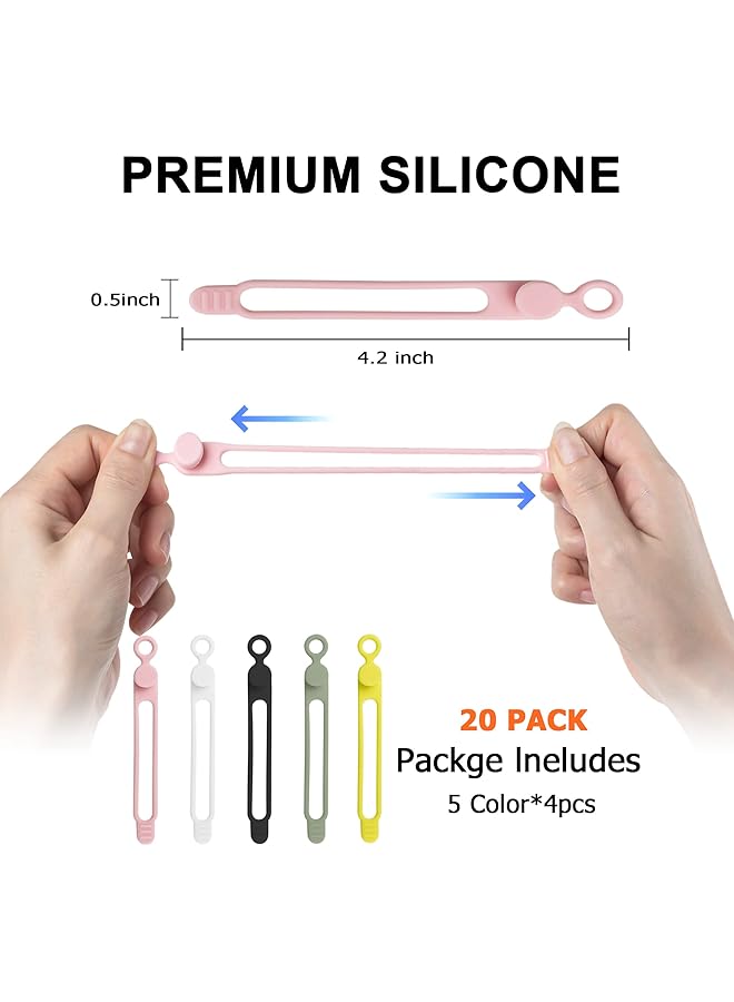 erorex 20Pcs Silicone Cable Straps Cord Organizers For Earphone Reusable Cable Wire Ties For Charger - Image 2