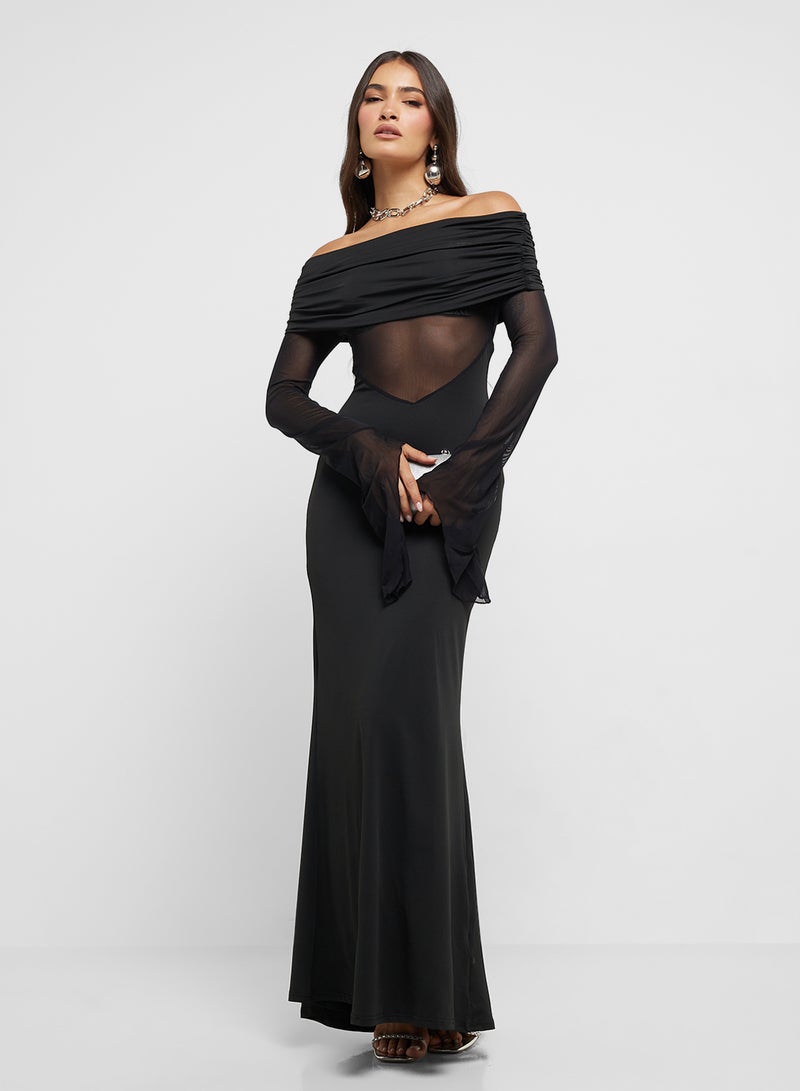 ايلا فستان ماكسي بشبك شفاف - Image 1